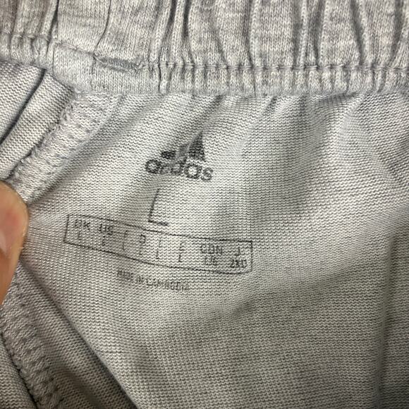 Adidas Track Pants Mens L Gray Joggers 3-Stripes Logo Drawstring Cuffed Athletic - Picture 6 of 11